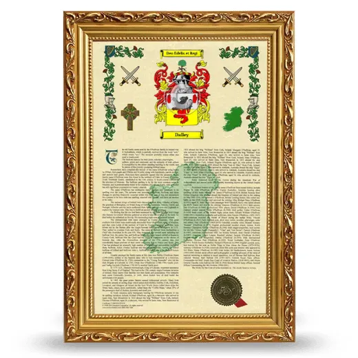 Dalley Armorial History Framed - Gold