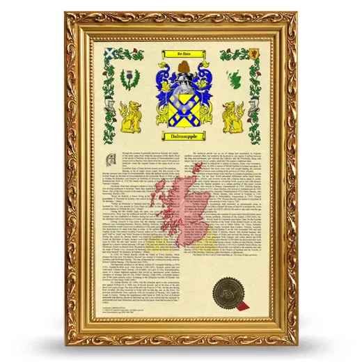 Dalrumpple Armorial History Framed - Gold