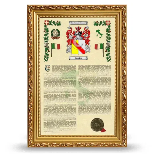 Damica Armorial History Framed - Gold