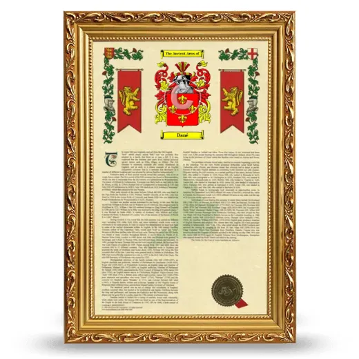 Dané Armorial History Framed - Gold