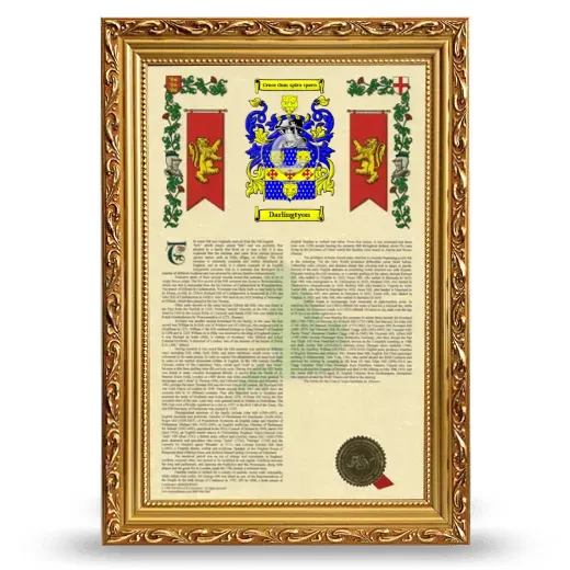 Darlingtyon Armorial History Framed - Gold