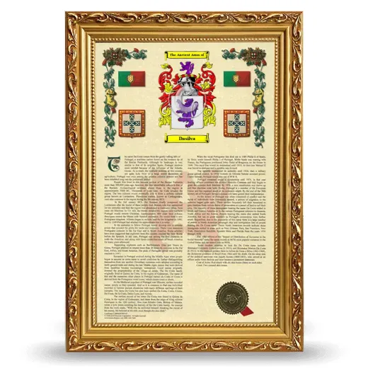 Dasilva Armorial History Framed - Gold