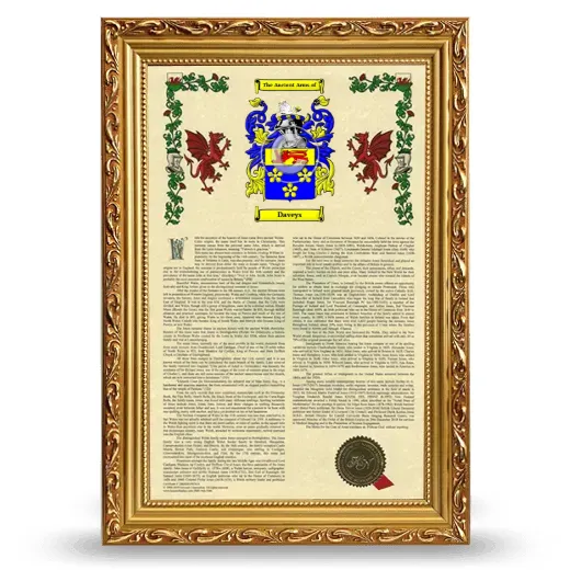 Daveys Armorial History Framed - Gold