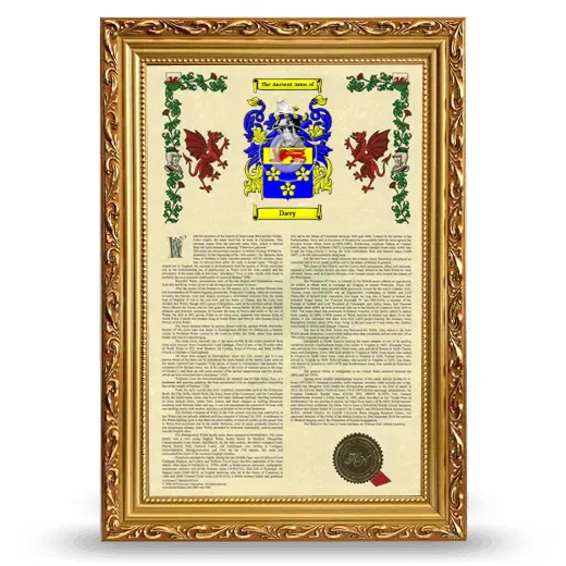 Davy Armorial History Framed - Gold