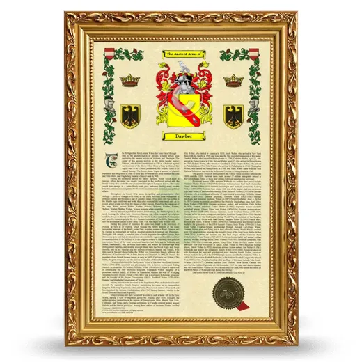 Dawber Armorial History Framed - Gold
