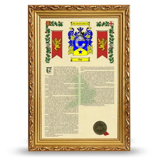 Day Armorial History Framed - Gold