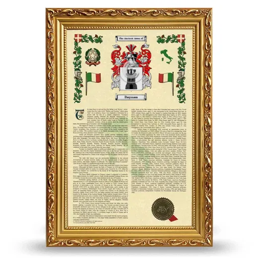 Dayman Armorial History Framed - Gold