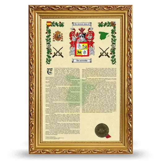 De acevedo Armorial History Framed - Gold