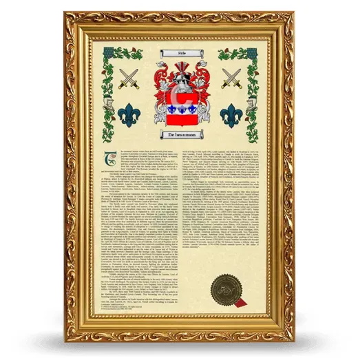 De beaumon Armorial History Framed - Gold
