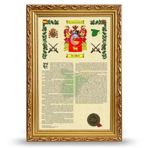 De cabral Armorial History Framed - Gold