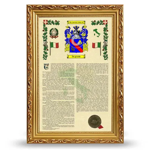 De grazia Armorial History Framed - Gold