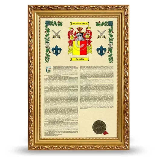 De jollin Armorial History Framed - Gold