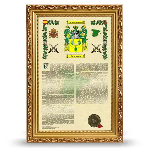 De la parra Armorial History Framed - Gold