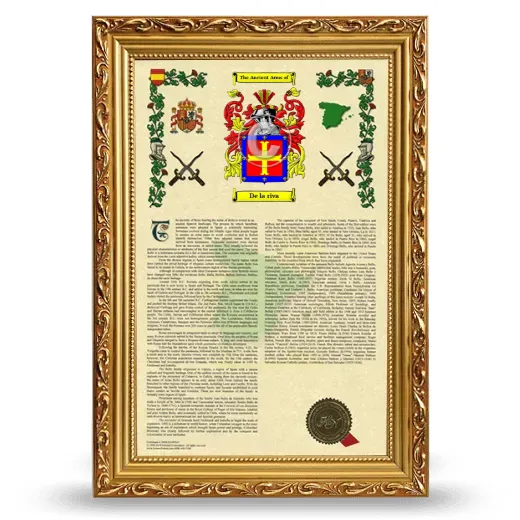 De la riva Armorial History Framed - Gold