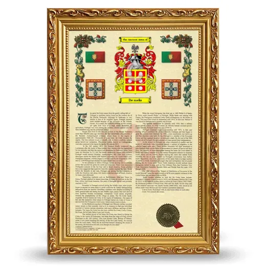 De melo Armorial History Framed - Gold