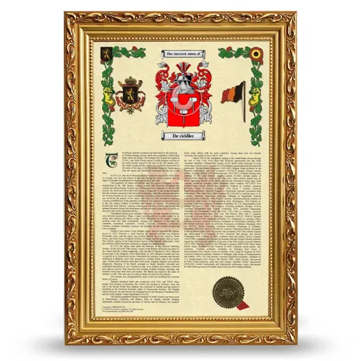 De riddler Armorial History Framed - Gold