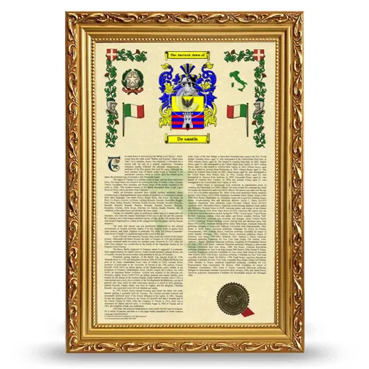 De santis Armorial History Framed - Gold