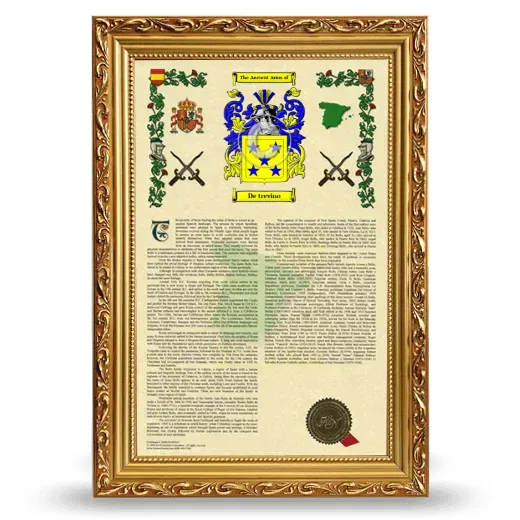 De trevino Armorial History Framed - Gold