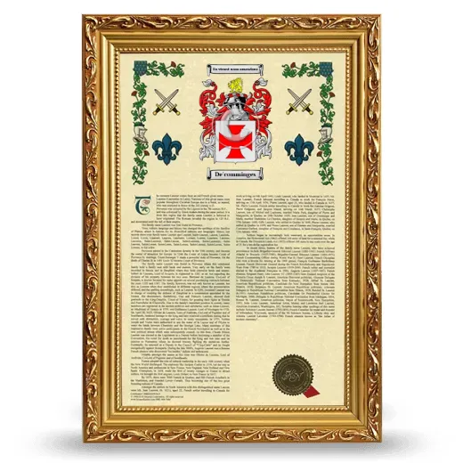 De'comminges Armorial History Framed - Gold