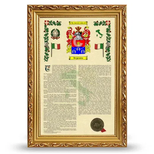 De'genova Armorial History Framed - Gold