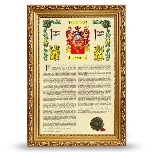 De'jongh Armorial History Framed - Gold