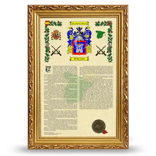 De'los'reyes Armorial History Framed - Gold