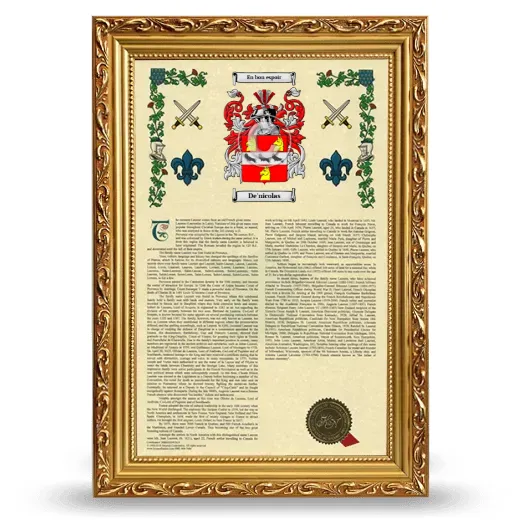 De'nicolas Armorial History Framed - Gold
