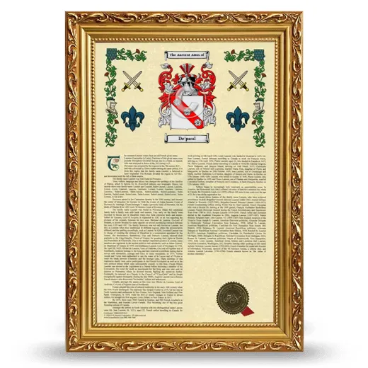 De'paul Armorial History Framed - Gold