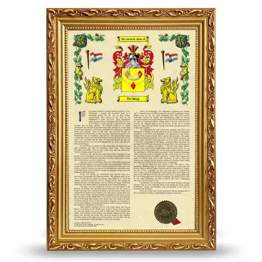 De-berg Armorial History Framed - Gold