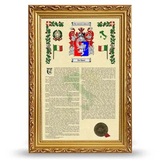 De-boni Armorial History Framed - Gold