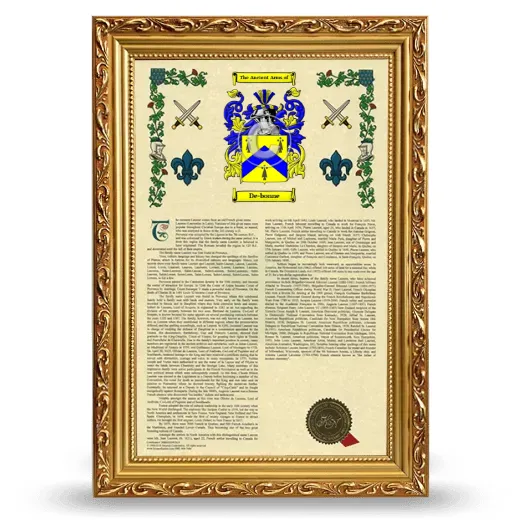 De-bonne Armorial History Framed - Gold