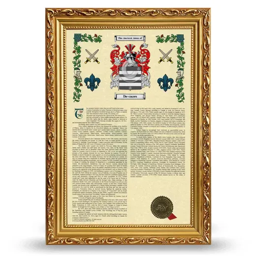 De-cazes Armorial History Framed - Gold