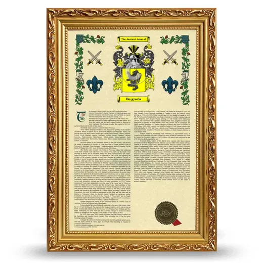 De-gracia Armorial History Framed - Gold