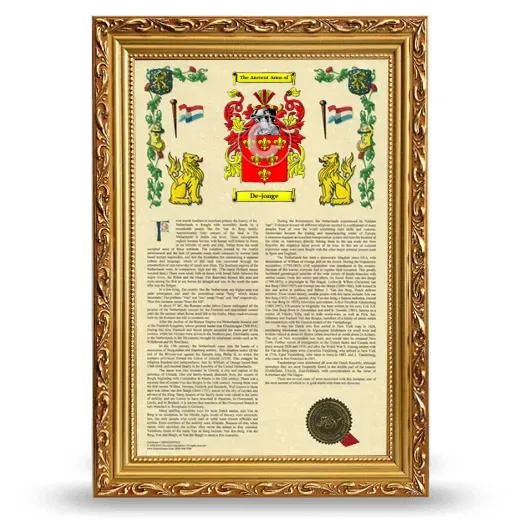 De-jonge Armorial History Framed - Gold