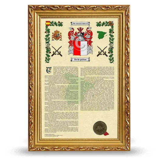 De-la-palma Armorial History Framed - Gold