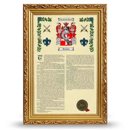 De-mare Armorial History Framed - Gold