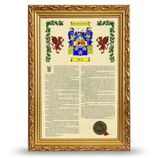 De-vy Armorial History Framed - Gold