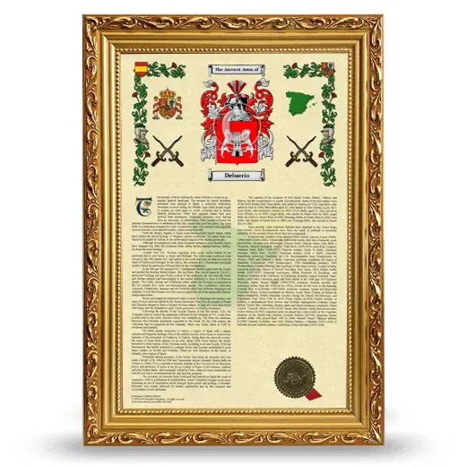 Debarrio Armorial History Framed - Gold