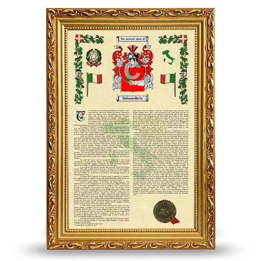 Debenedictis Armorial History Framed - Gold