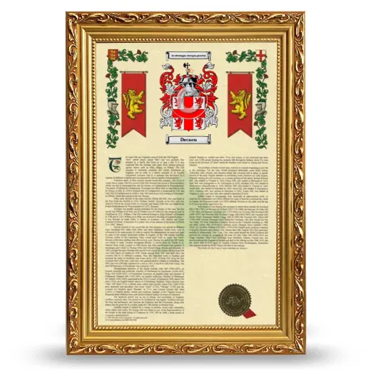 Decaen Armorial History Framed - Gold