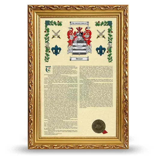 Decaze Armorial History Framed - Gold