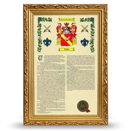 Defait Armorial History Framed - Gold
