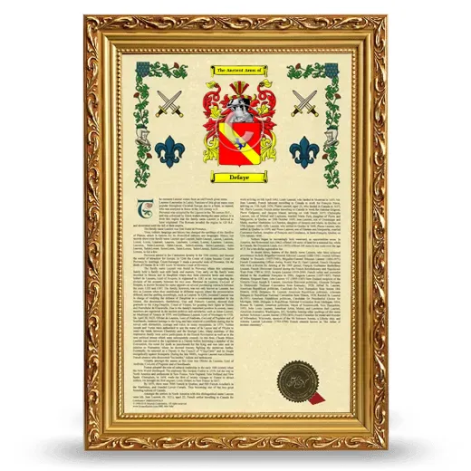 Defaye Armorial History Framed - Gold