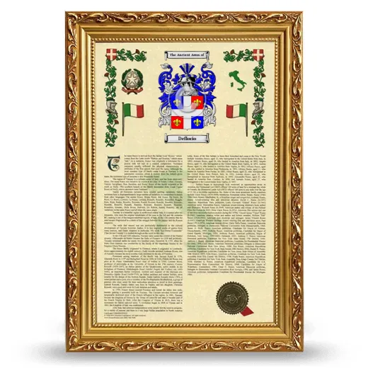 Deflorio Armorial History Framed - Gold