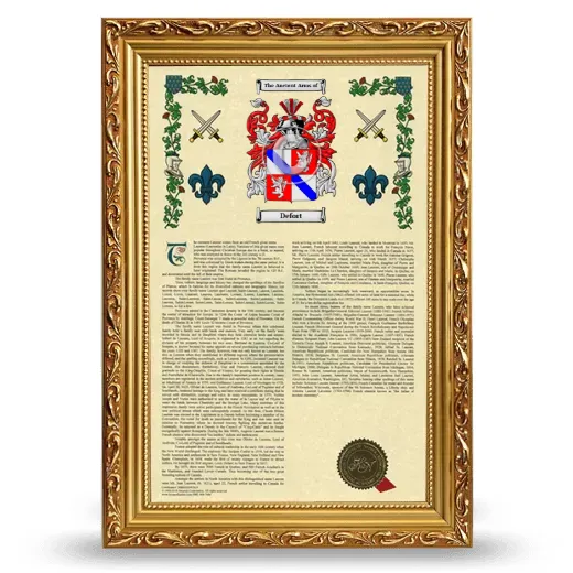 Defort Armorial History Framed - Gold
