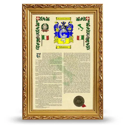 Defrancesco Armorial History Framed - Gold