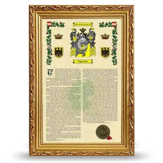Deganhart Armorial History Framed - Gold