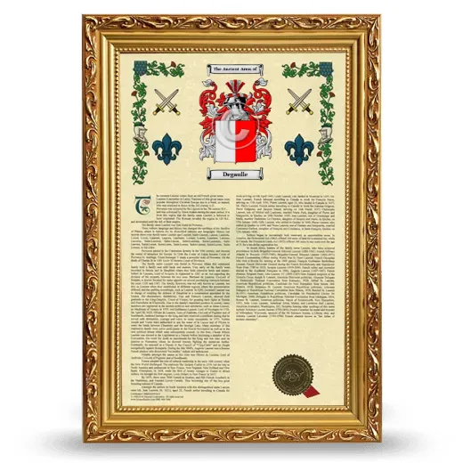 Degaulle Armorial History Framed - Gold