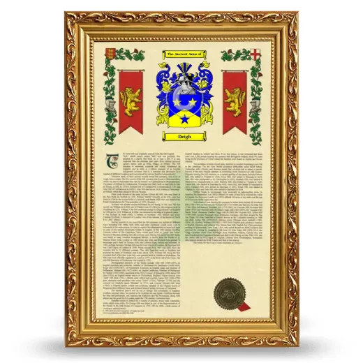 Deigh Armorial History Framed - Gold