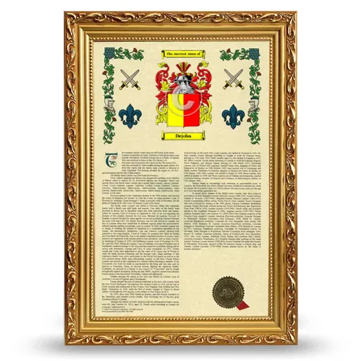 Dejohn Armorial History Framed - Gold